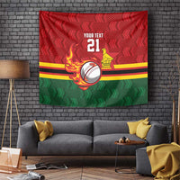 Zimbabwe Cricket Custom Tapestry The Chevrons Cricket Ball Fire - Wonder Print Shop
