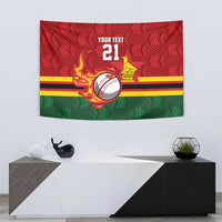 Zimbabwe Cricket Custom Tapestry The Chevrons Cricket Ball Fire - Wonder Print Shop