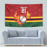 Zimbabwe Cricket Custom Tapestry The Chevrons Cricket Ball Fire - Wonder Print Shop