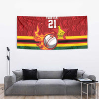 Zimbabwe Cricket Custom Tapestry The Chevrons Cricket Ball Fire - Wonder Print Shop