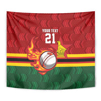 Zimbabwe Cricket Custom Tapestry The Chevrons Cricket Ball Fire - Wonder Print Shop