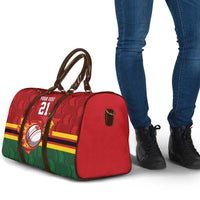 Zimbabwe Cricket Custom Travel Bag The Chevrons Cricket Ball Fire - Wonder Print Shop