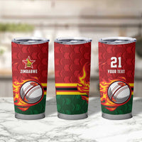 Zimbabwe Cricket Custom Tumbler Cup The Chevrons Cricket Ball Fire - Wonder Print Shop