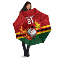 Zimbabwe Cricket Custom Umbrella The Chevrons Cricket Ball Fire - Wonder Print Shop