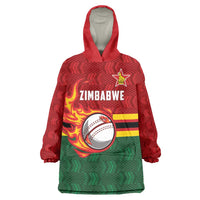 Zimbabwe Cricket Custom Wearable Blanket Hoodie The Chevrons Cricket Ball Fire - Wonder Print Shop