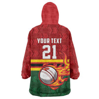 Zimbabwe Cricket Custom Wearable Blanket Hoodie The Chevrons Cricket Ball Fire - Wonder Print Shop