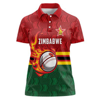 Zimbabwe Cricket Custom Women Polo Shirt The Chevrons Cricket Ball Fire - Wonder Print Shop