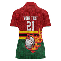 Zimbabwe Cricket Custom Women Polo Shirt The Chevrons Cricket Ball Fire - Wonder Print Shop