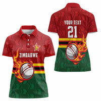 Zimbabwe Cricket Custom Women Polo Shirt The Chevrons Cricket Ball Fire - Wonder Print Shop