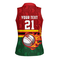 Zimbabwe Cricket Custom Women Sleeveless Polo Shirt The Chevrons Cricket Ball Fire - Wonder Print Shop