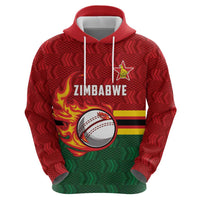 Zimbabwe Cricket Custom Zip Hoodie The Chevrons Cricket Ball Fire - Wonder Print Shop