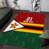 Zimbabwe Cricket Custom Area Rug Zimbabwean Pattern Flag Motif - Wonder Print Shop