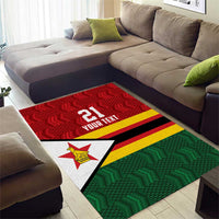 Zimbabwe Cricket Custom Area Rug Zimbabwean Pattern Flag Motif - Wonder Print Shop