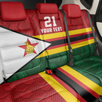 Zimbabwe Cricket Custom Back Car Seat Cover Zimbabwean Pattern Flag Motif - Wonder Print Shop