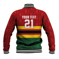 Zimbabwe Cricket Custom Baseball Jacket Zimbabwean Pattern Flag Motif - Wonder Print Shop