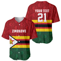 Zimbabwe Cricket Custom Baseball Jersey Zimbabwean Pattern Flag Motif - Wonder Print Shop