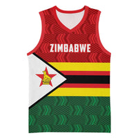 Zimbabwe Cricket Custom Basketball Jersey Zimbabwean Pattern Flag Motif - Wonder Print Shop