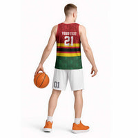 Zimbabwe Cricket Custom Basketball Jersey Zimbabwean Pattern Flag Motif - Wonder Print Shop
