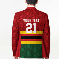 Zimbabwe Cricket Custom Blazer Zimbabwean Pattern Flag Motif - Wonder Print Shop