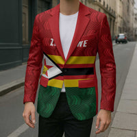 Zimbabwe Cricket Custom Blazer Zimbabwean Pattern Flag Motif - Wonder Print Shop