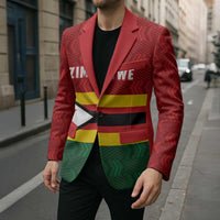 Zimbabwe Cricket Custom Blazer Zimbabwean Pattern Flag Motif - Wonder Print Shop