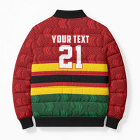 Zimbabwe Cricket Custom Bomber Puffer Jacket Zimbabwean Pattern Flag Motif - Wonder Print Shop