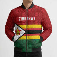 Zimbabwe Cricket Custom Bomber Puffer Jacket Zimbabwean Pattern Flag Motif - Wonder Print Shop