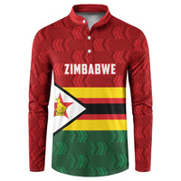 Zimbabwe Cricket Custom Button Sweatshirt Zimbabwean Pattern Flag Motif - Wonder Print Shop