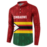 Zimbabwe Cricket Custom Button Sweatshirt Zimbabwean Pattern Flag Motif - Wonder Print Shop