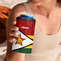 Zimbabwe Cricket Custom 4 in 1 Can Cooler Tumbler Zimbabwean Pattern Flag Motif - Wonder Print Shop