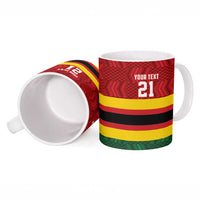 Zimbabwe Cricket Custom Ceramic Mug Zimbabwean Pattern Flag Motif - Wonder Print Shop