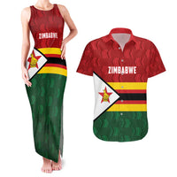 Zimbabwe Cricket Custom Couples Matching Tank Maxi Dress and Hawaiian Shirt Zimbabwean Pattern Flag Motif - Wonder Print Shop