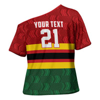 Zimbabwe Cricket Custom Cross Shoulder Shirt Zimbabwean Pattern Flag Motif - Wonder Print Shop