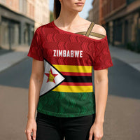 Zimbabwe Cricket Custom Cross Shoulder Shirt Zimbabwean Pattern Flag Motif - Wonder Print Shop