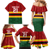 Zimbabwe Cricket Custom Family Matching Mermaid Dress and Hawaiian Shirt Zimbabwean Pattern Flag Motif - Wonder Print Shop