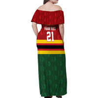 Zimbabwe Cricket Custom Family Matching Off Shoulder Maxi Dress and Hawaiian Shirt Zimbabwean Pattern Flag Motif - Wonder Print Shop
