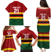 Zimbabwe Cricket Custom Family Matching Puletasi and Hawaiian Shirt Zimbabwean Pattern Flag Motif - Wonder Print Shop