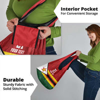 Zimbabwe Cricket Custom Grocery Bag Zimbabwean Pattern Flag Motif - Wonder Print Shop