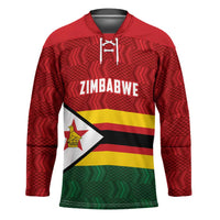 Zimbabwe Cricket Custom Hockey Jersey Zimbabwean Pattern Flag Motif - Wonder Print Shop