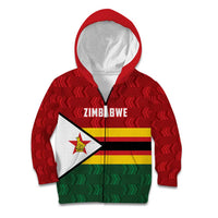 Zimbabwe Cricket Custom Kid Hoodie Zimbabwean Pattern Flag Motif - Wonder Print Shop
