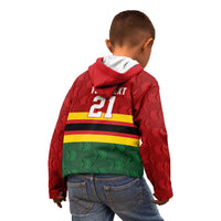 Zimbabwe Cricket Custom Kid Hoodie Zimbabwean Pattern Flag Motif - Wonder Print Shop