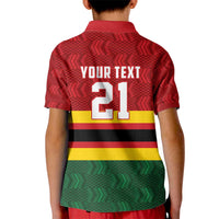 Zimbabwe Cricket Custom Kid Polo Shirt Zimbabwean Pattern Flag Motif - Wonder Print Shop
