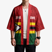 Zimbabwe Cricket Custom Kimono Zimbabwean Pattern Flag Motif - Wonder Print Shop