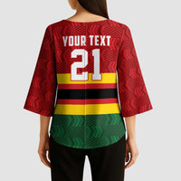 Zimbabwe Cricket Custom Kimono Sleeve Blouse Zimbabwean Pattern Flag Motif - Wonder Print Shop