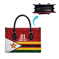 Zimbabwe Cricket Custom Leather Bag Zimbabwean Pattern Flag Motif - Wonder Print Shop