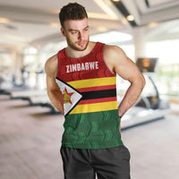 Zimbabwe Cricket Custom Men Tank Top Zimbabwean Pattern Flag Motif - Wonder Print Shop