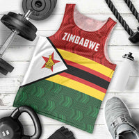 Zimbabwe Cricket Custom Men Tank Top Zimbabwean Pattern Flag Motif - Wonder Print Shop