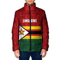 Zimbabwe Cricket Custom Padded Jacket Zimbabwean Pattern Flag Motif - Wonder Print Shop