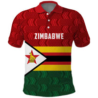 Zimbabwe Cricket Custom Polo Shirt Zimbabwean Pattern Flag Motif - Wonder Print Shop
