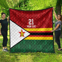 Zimbabwe Cricket Custom Quilt Zimbabwean Pattern Flag Motif - Wonder Print Shop